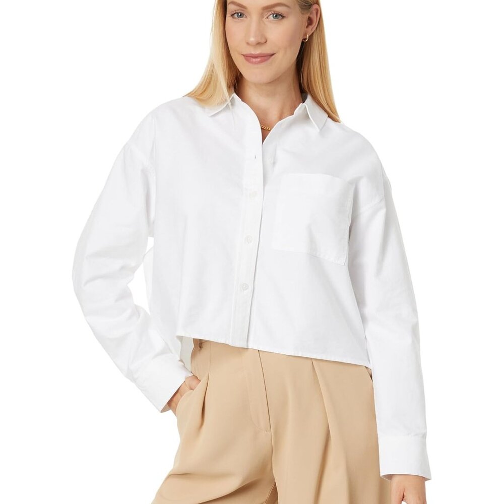 NWT - Madewell Women's The Signature Oxford Crop Shirt Sz Medium